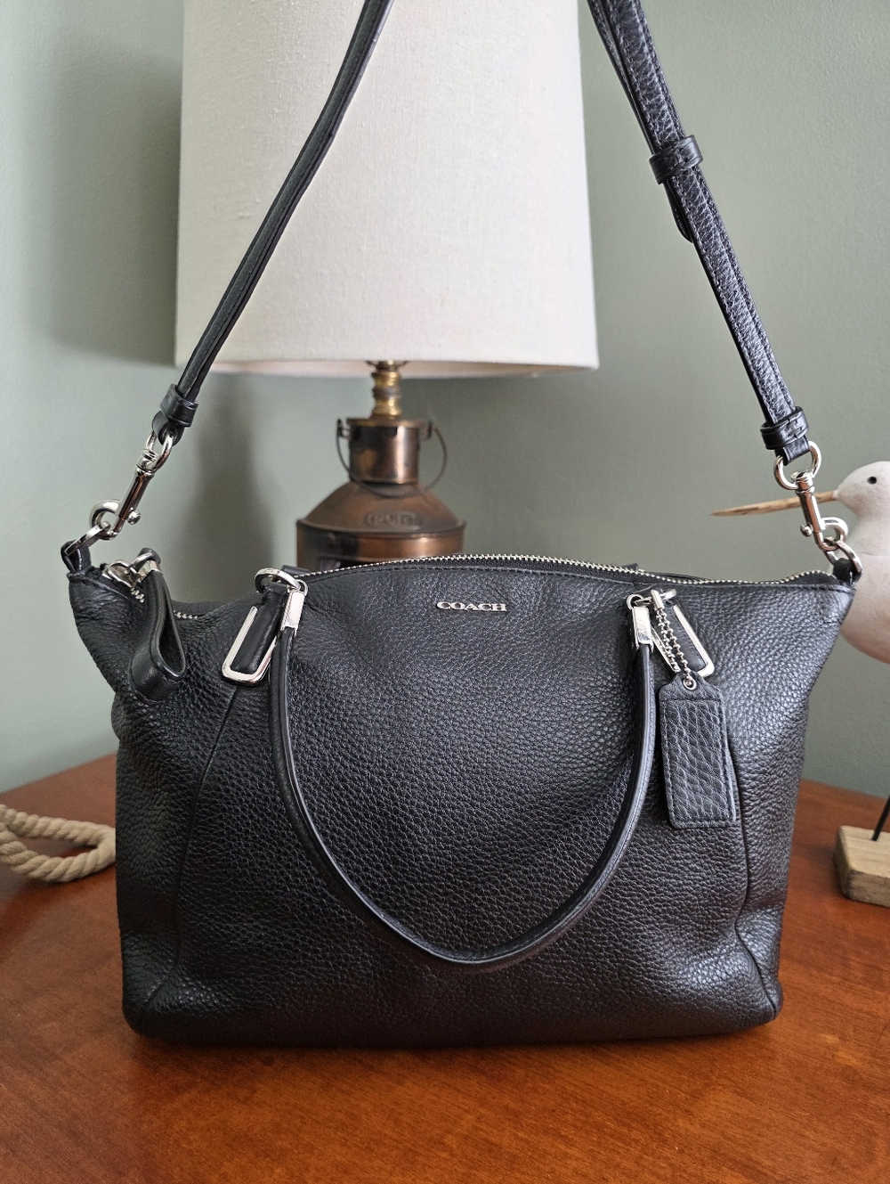 Coach 28095 Kelsey Satchel Black Pebbled Leather Shoulder Bag - Picture 16 of 16